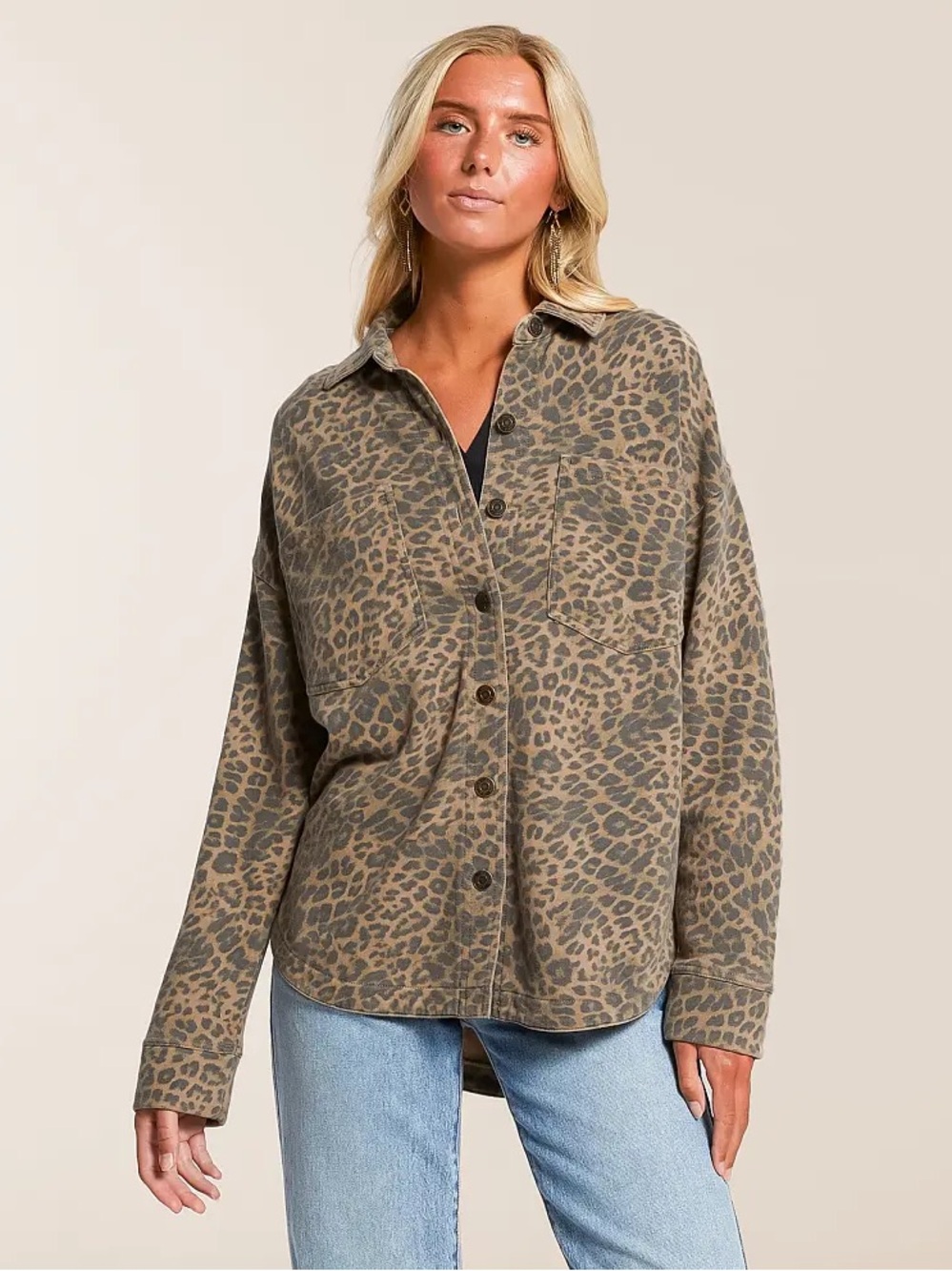 Z Supply All Day Leopard Jacket Desert Tan size XS
